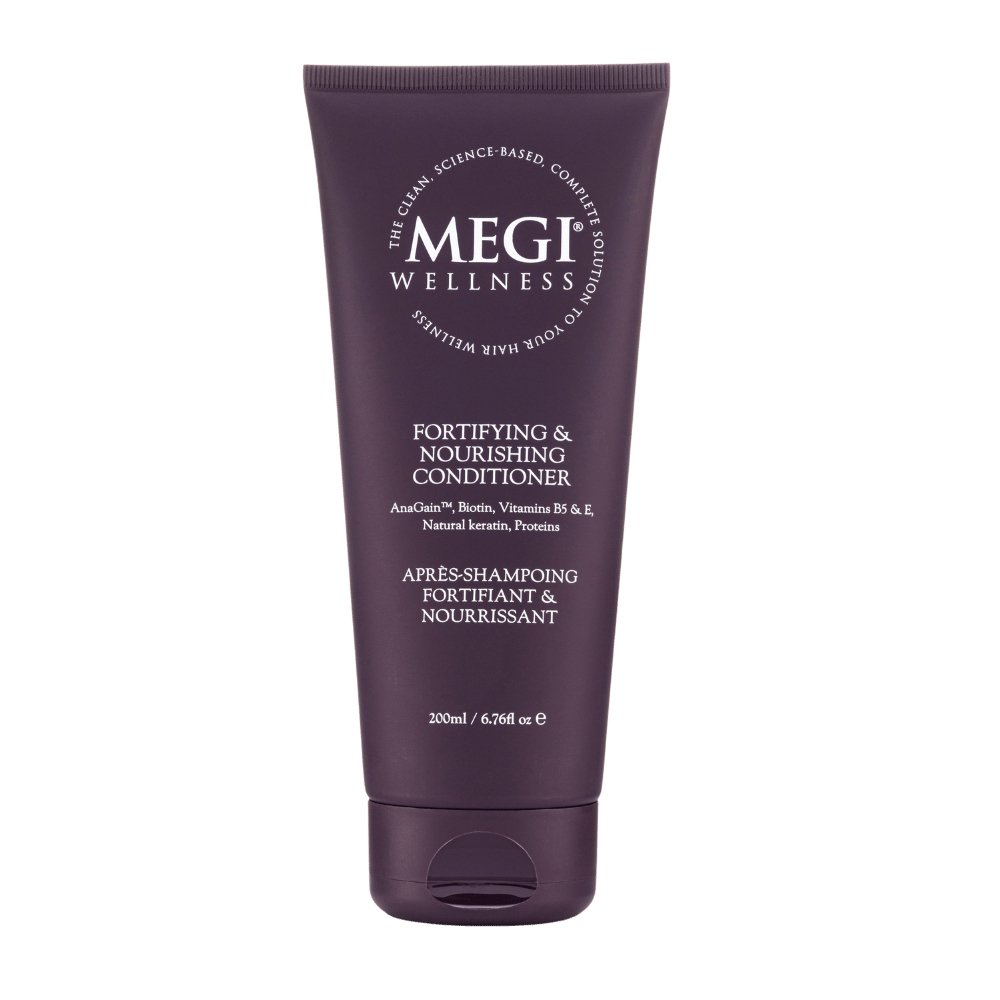 Megi® Wellness Fortifying & Deep Nourishing Conditioner - MEGIWellness. Hair loss, alopecia areata treatment. SLS & silicon free. Natural repairing conditioner. Menopause, post pregnancy hair loss. Biotin