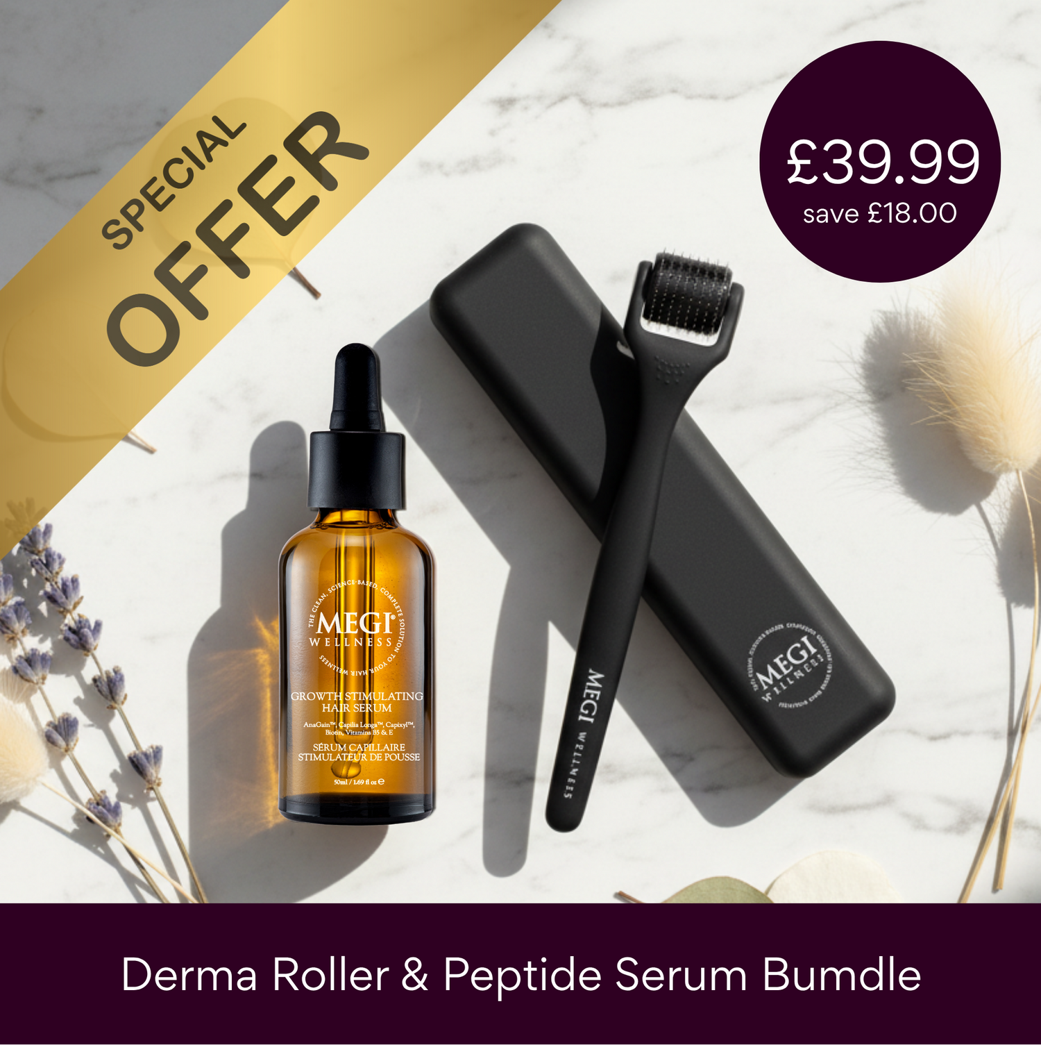 Optimise hair serum absorption by adding the MEGI Derma Roller to your routine.